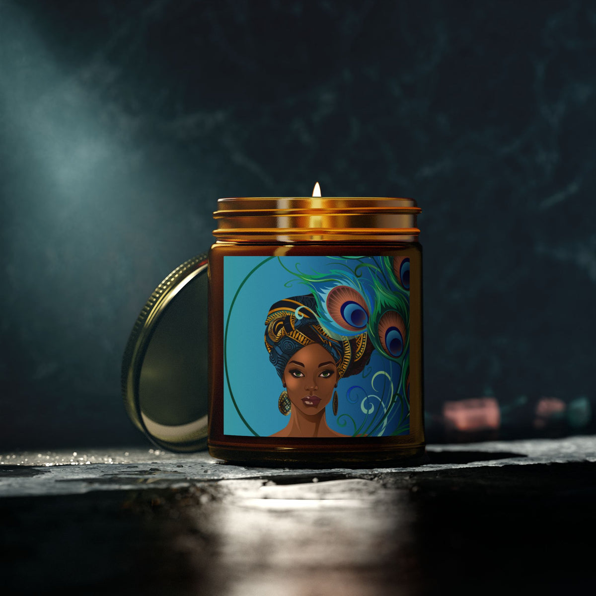 Peacock-Scented Candles, Coconut Apricot Wax (4oz, 9oz)