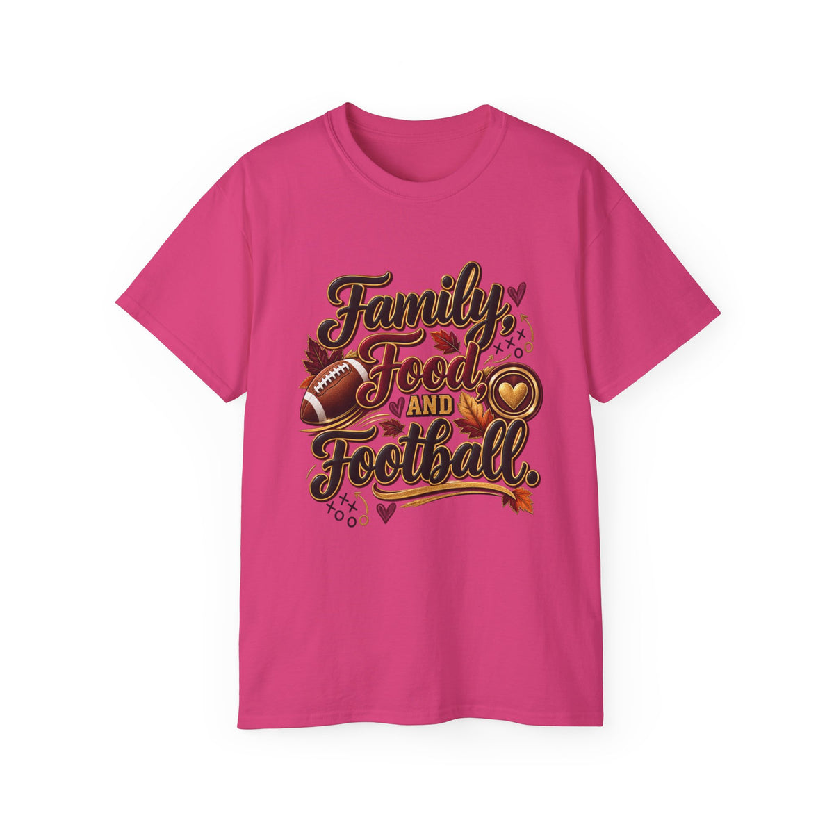 Family, Food and Football T-Shirt — Thanksgiving Game Day Family Tee