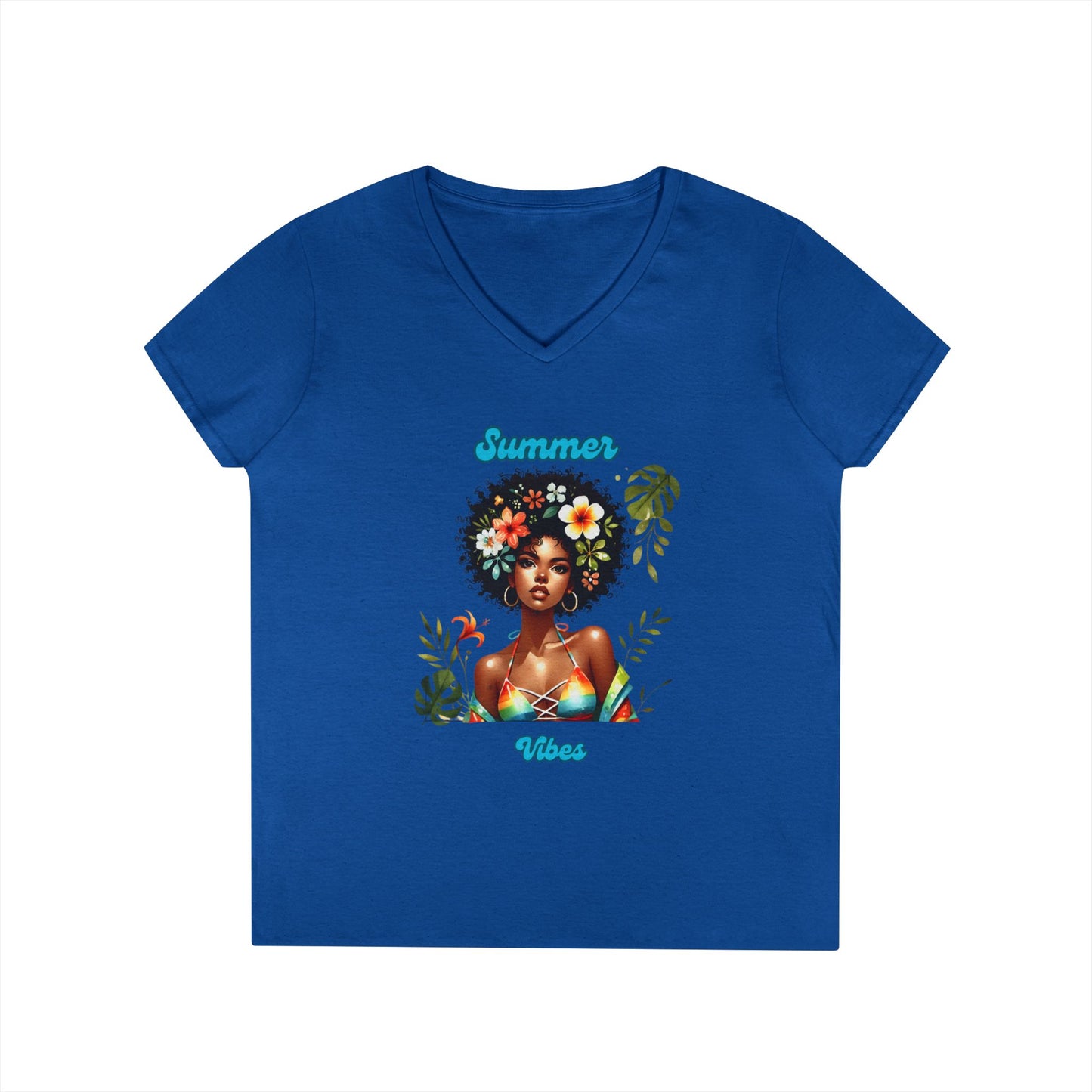 Summer Vibes Floral V-Neck T-Shirt
