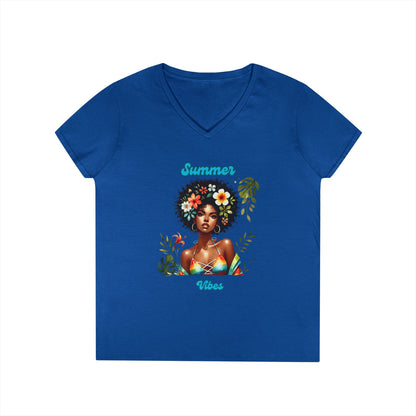 Summer Vibes Floral V-Neck T-Shirt
