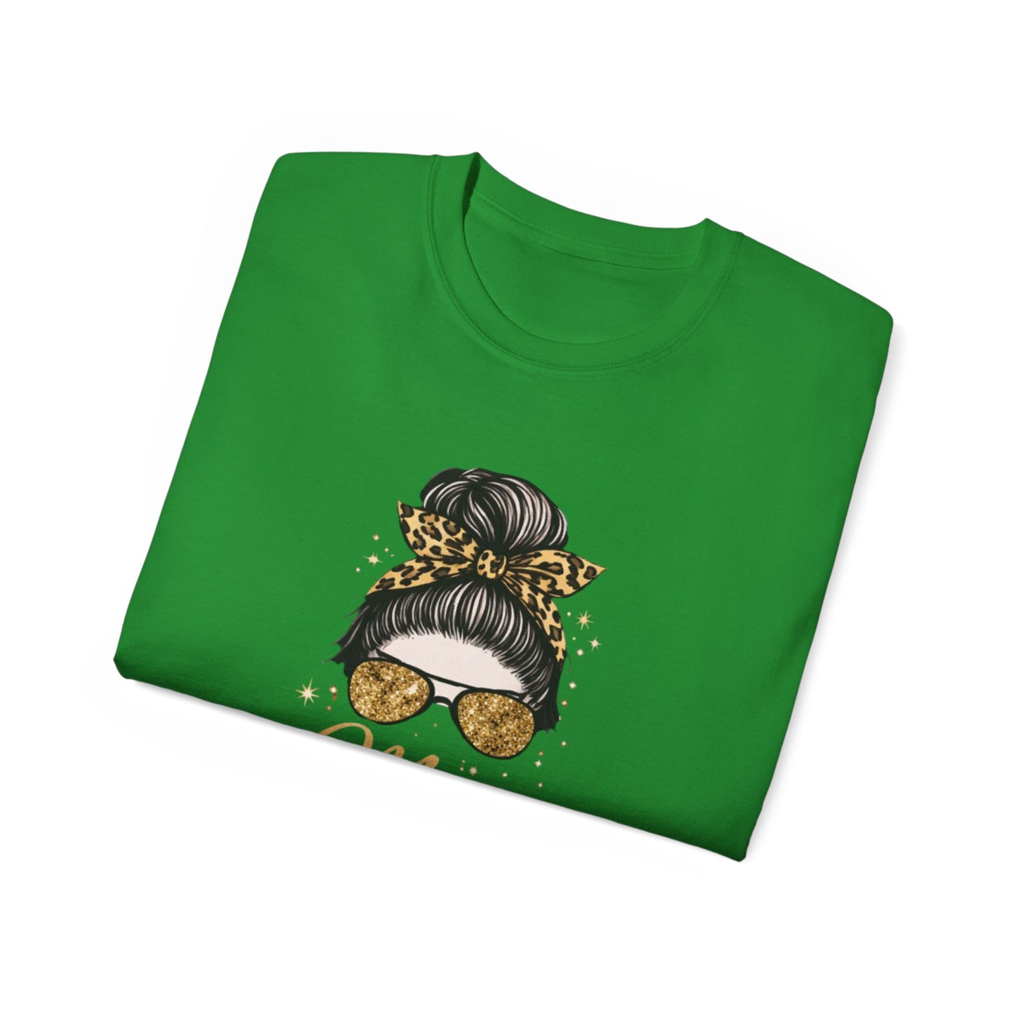 Mom Life Tee — Leopard Bun Graphic Cotton T‑Shirt