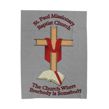 Church Cross Plush Blanket –Grey