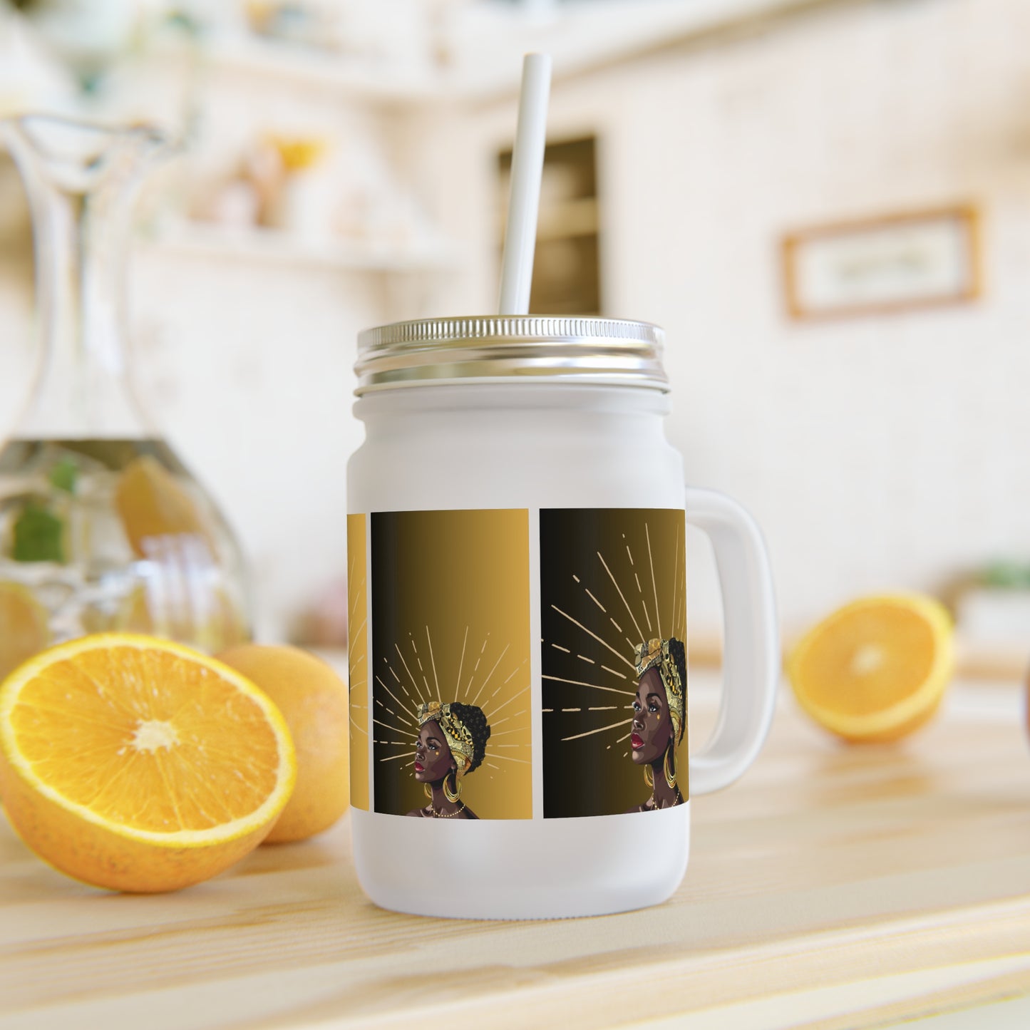 Queen Star Mason Jar With Straw