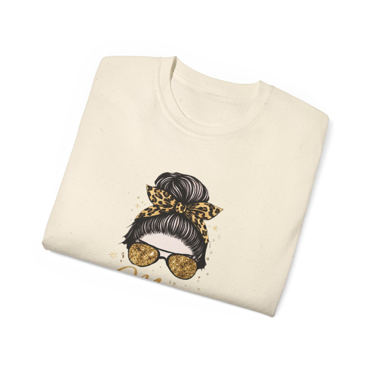 Mom Life Tee — Leopard Bun Graphic Cotton T‑Shirt