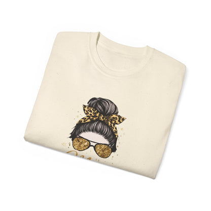 Mom Life Tee — Leopard Bun Graphic Cotton T‑Shirt
