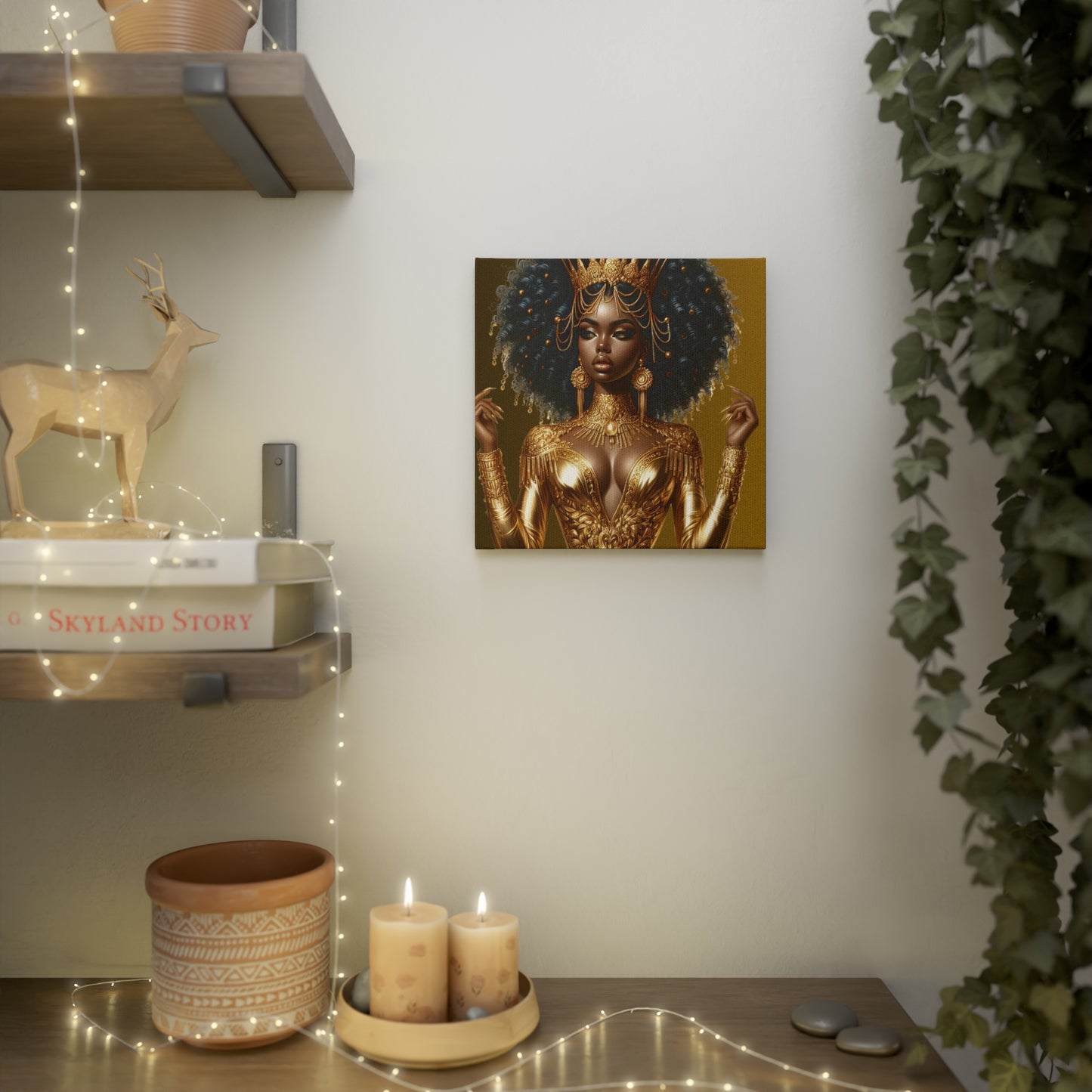 Golden Goddess- Canvas Photo Tile - Afrocentric Wall Art for Home Decor