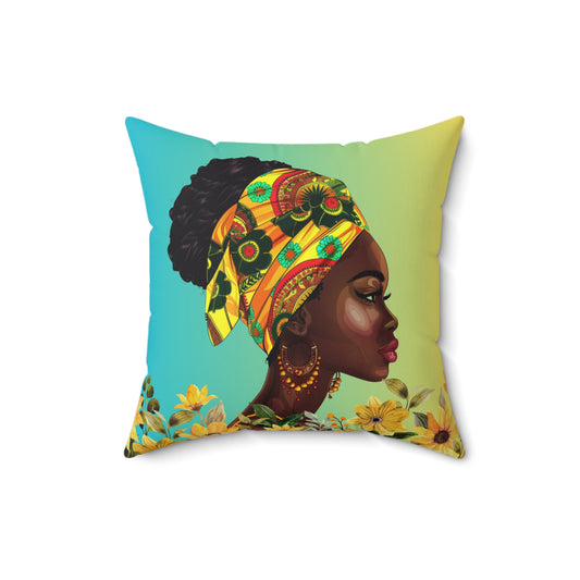 Yellow Flower-Spun Polyester Square Pillow