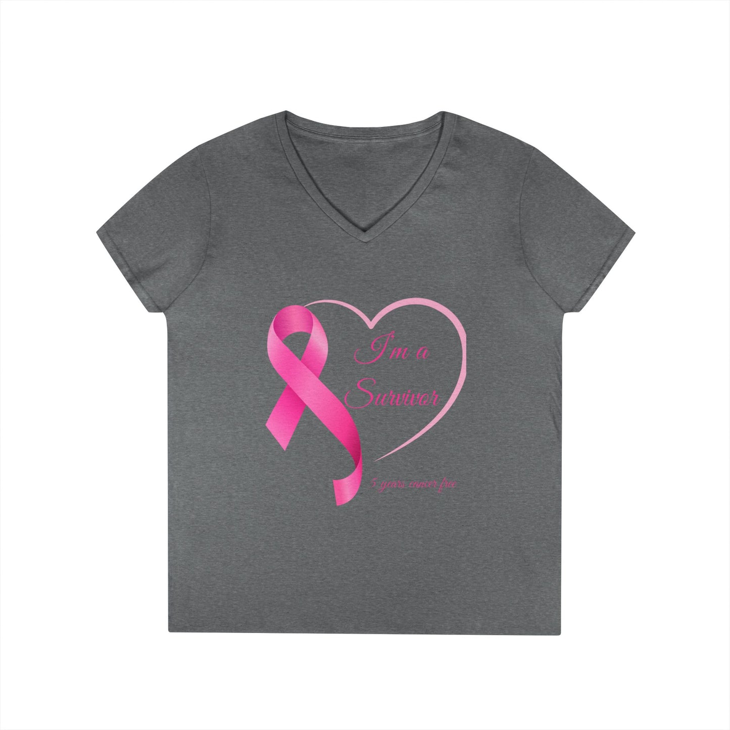 Breast Cancer Awareness V-Neck T-Shirt, Survivor Gift, Supportive Tee, Gift for Her, Awareness Month Apparel