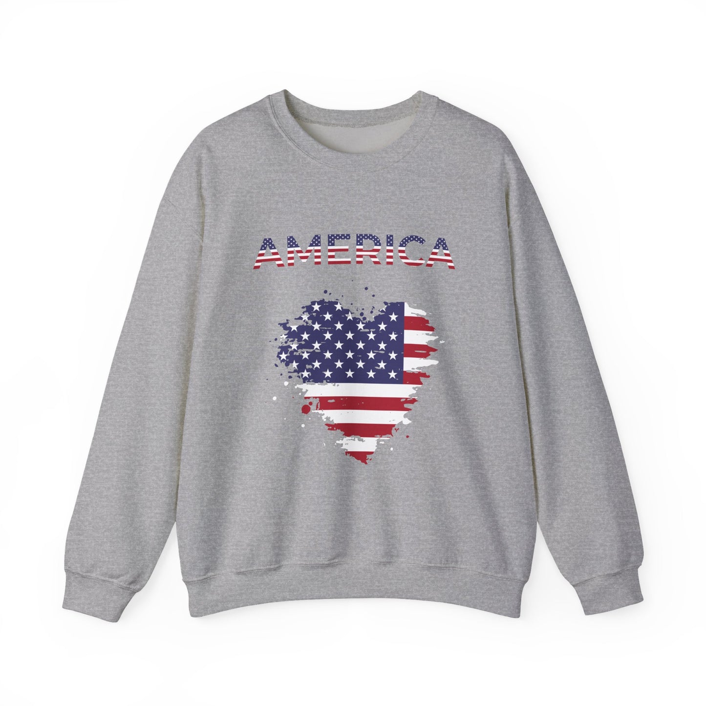 Patriotic America Flag Heart Crewneck Sweatshirt