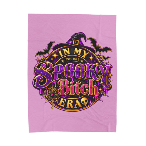 "In My Spooky Bitch Era" Halloween Blanket-Pink