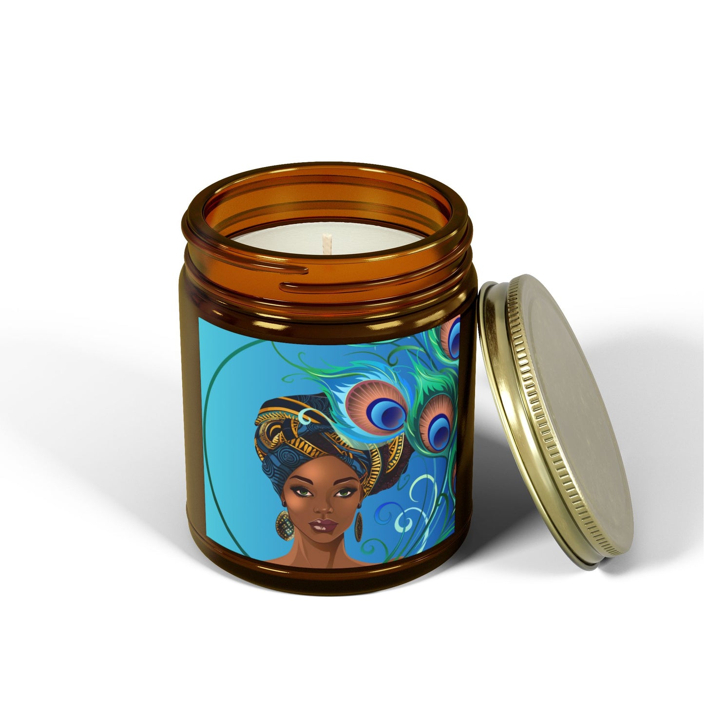 Peacock-Scented Candles, Coconut Apricot Wax (4oz, 9oz)