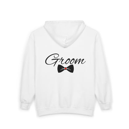 Groom Zip-Up Hoodie — "I Said Yes" Front & Bow Tie Back Wedding Jacket