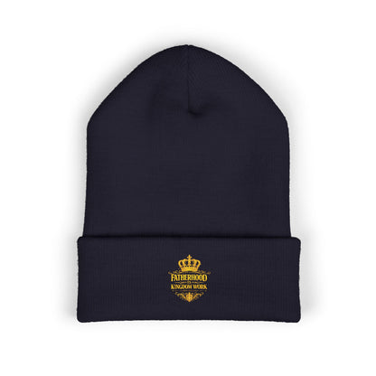 Gold Crown Embroidered Cuffed Beanie – Classic Knit Winter Hat