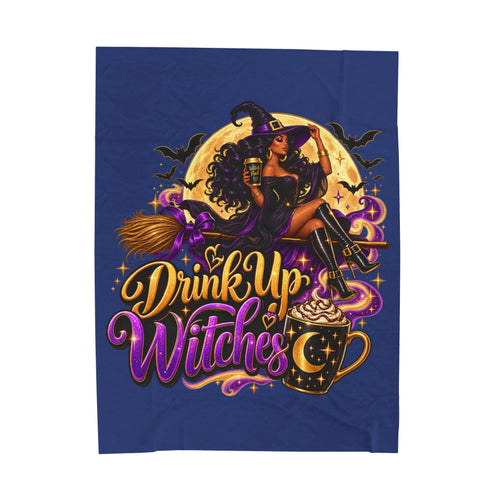 "Drink Up Witches" Halloween Blanket-Blue