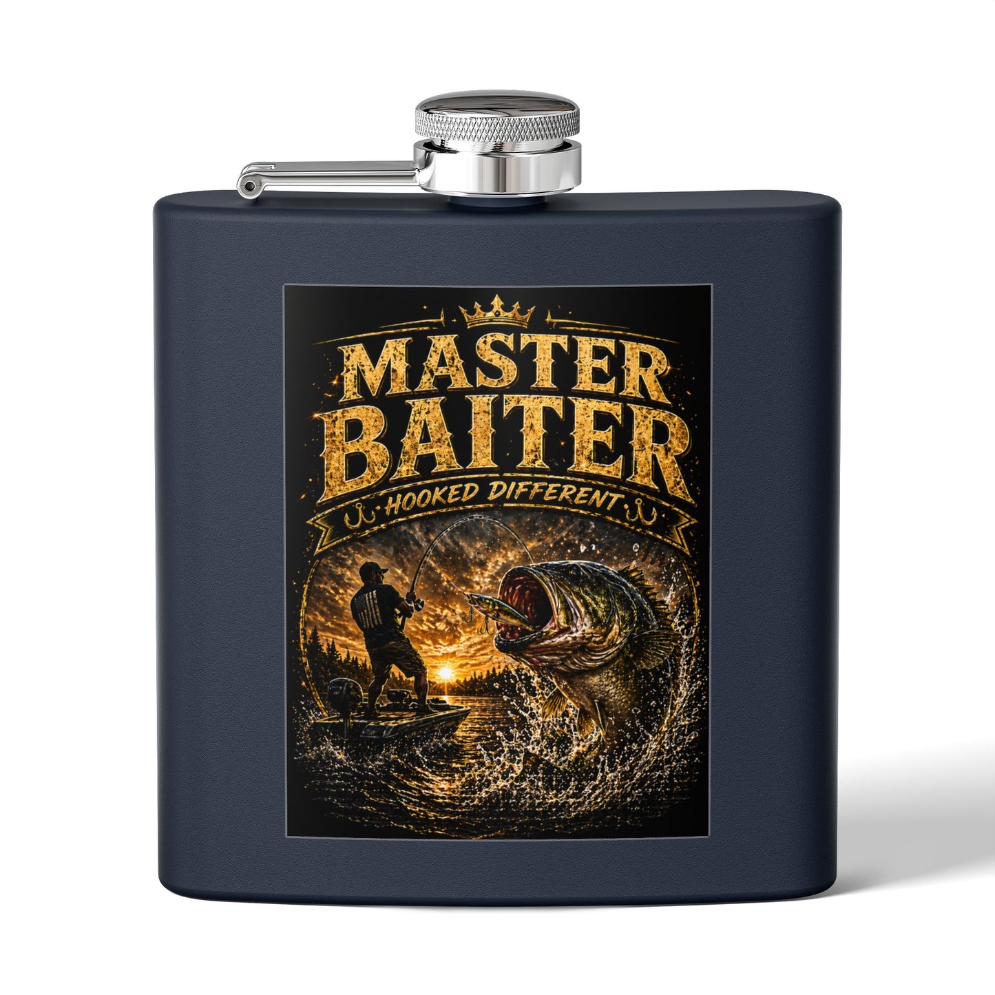 Master Baiter Fishing Stainless Steel Flask — 6oz Orange Hip Flask