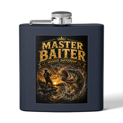 Master Baiter Fishing Stainless Steel Flask — 6oz Orange Hip Flask