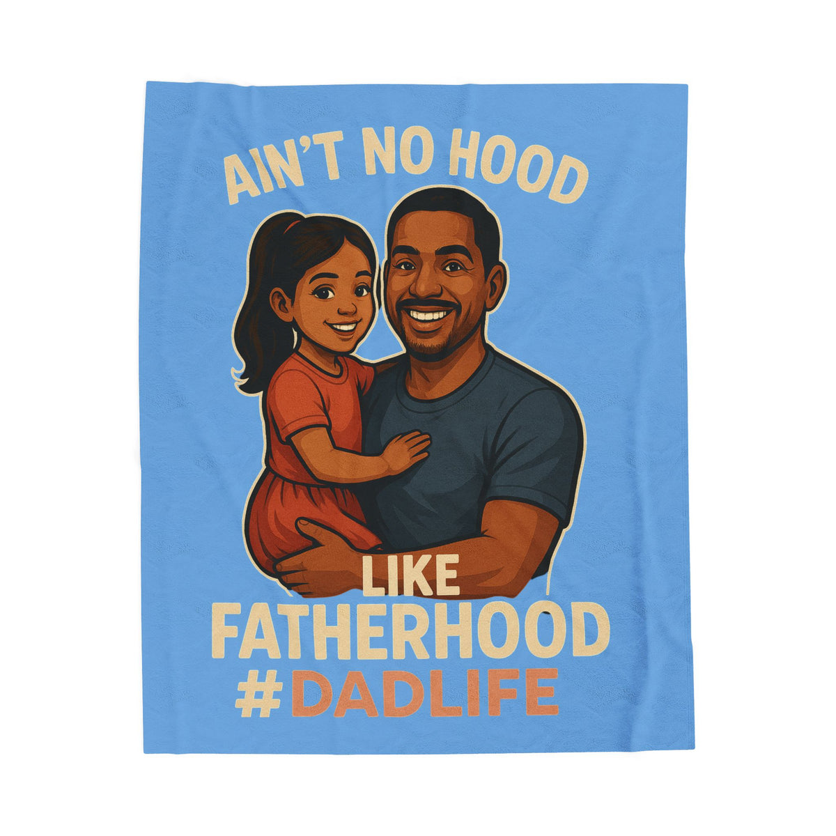 Fatherhood-Hispanic-Lt Blue Velveteen Plush Blanket