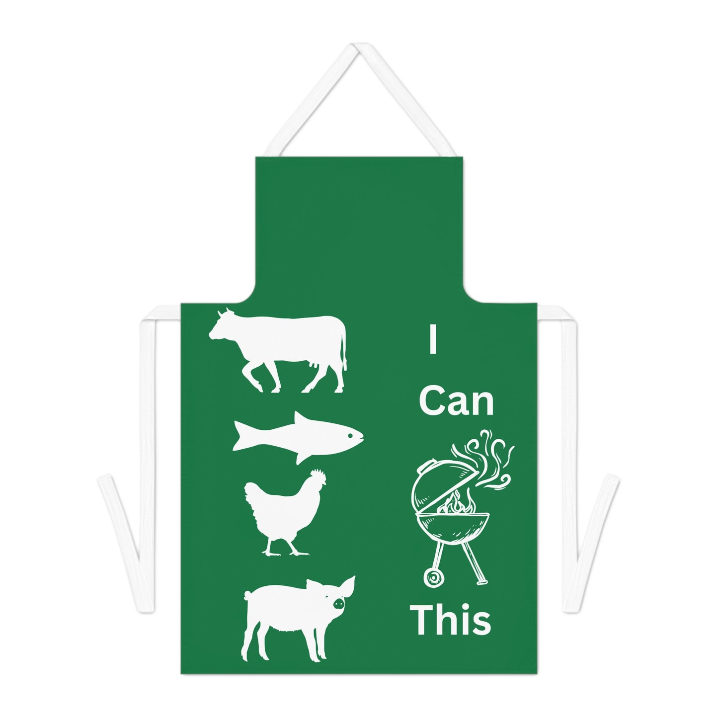 I Can Grill Green-White-Apron