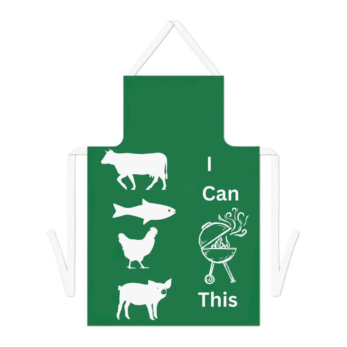 I Can Grill Green-White-Apron