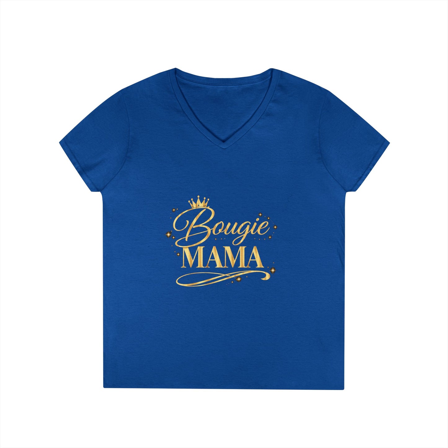 Bougie Mama V-Neck T-Shirt — Gold Script Women's Tee