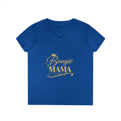 Bougie Mama V-Neck T-Shirt — Gold Script Women's Tee