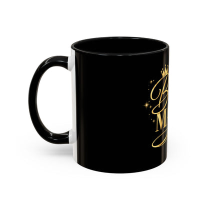 Bougie Mama Black Accent Coffee Mug — Gold Script Mom Gift (11/15oz)