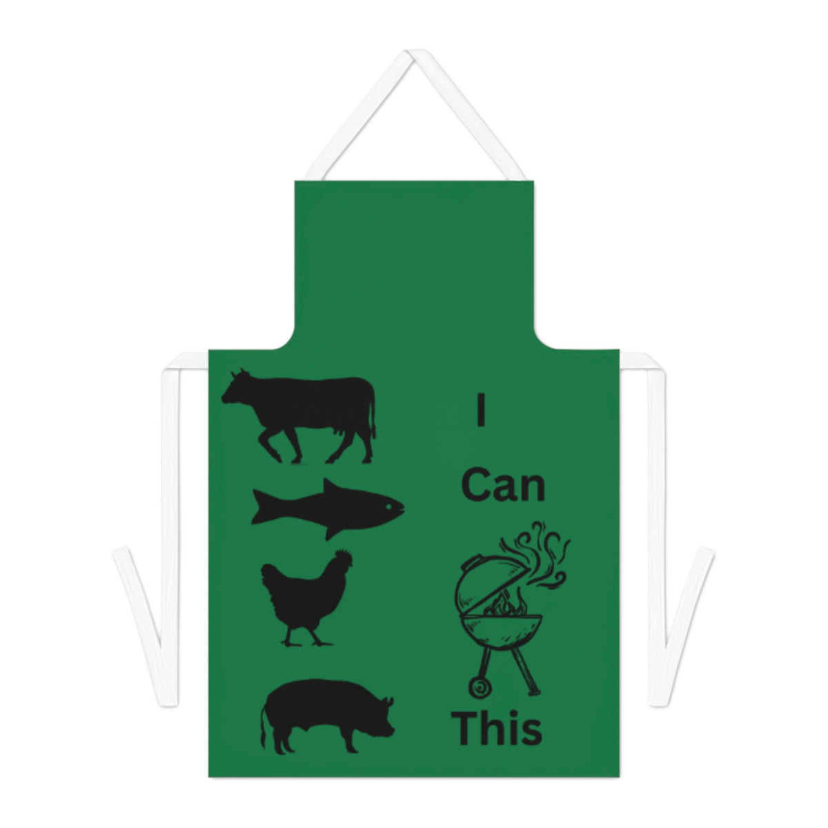 I Can Grill This Apron - Dk Green-Black
