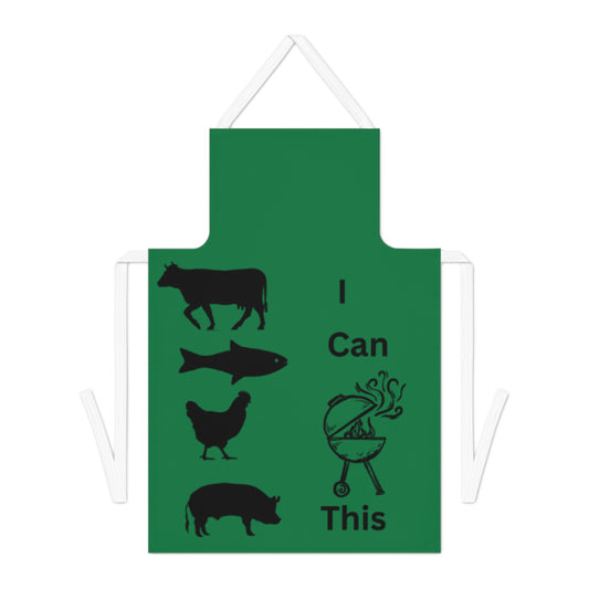 I Can Grill This Apron - Dk Green-Black
