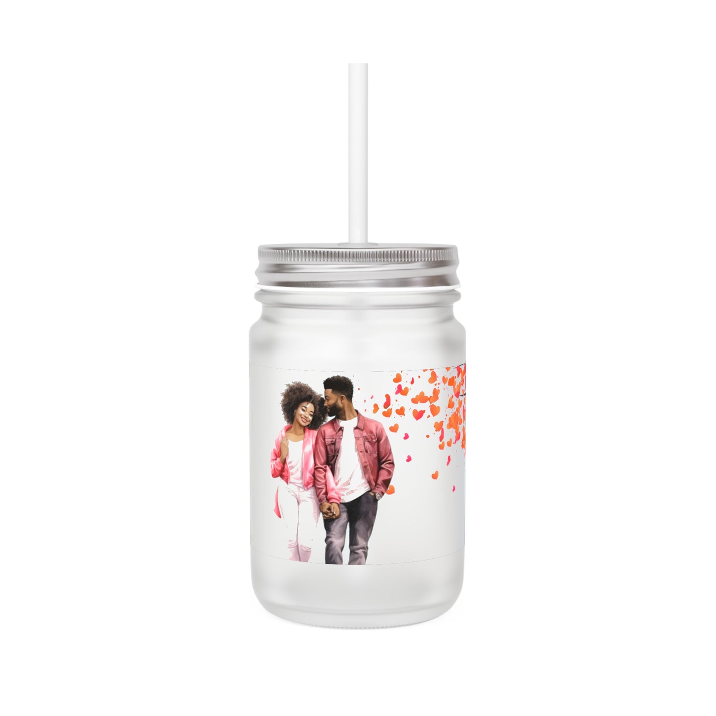 Love Stroll Mason Jar with Straw - Perfect Gift for Couples