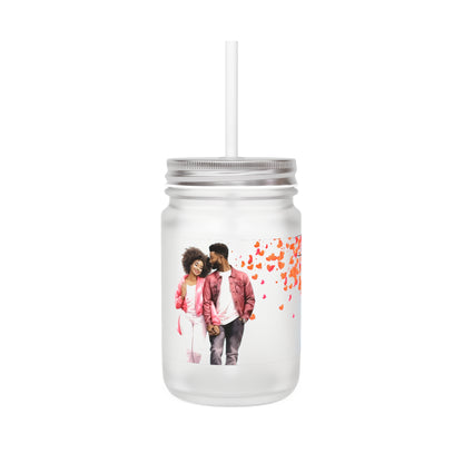 Love Stroll Mason Jar with Straw - Perfect Gift for Couples