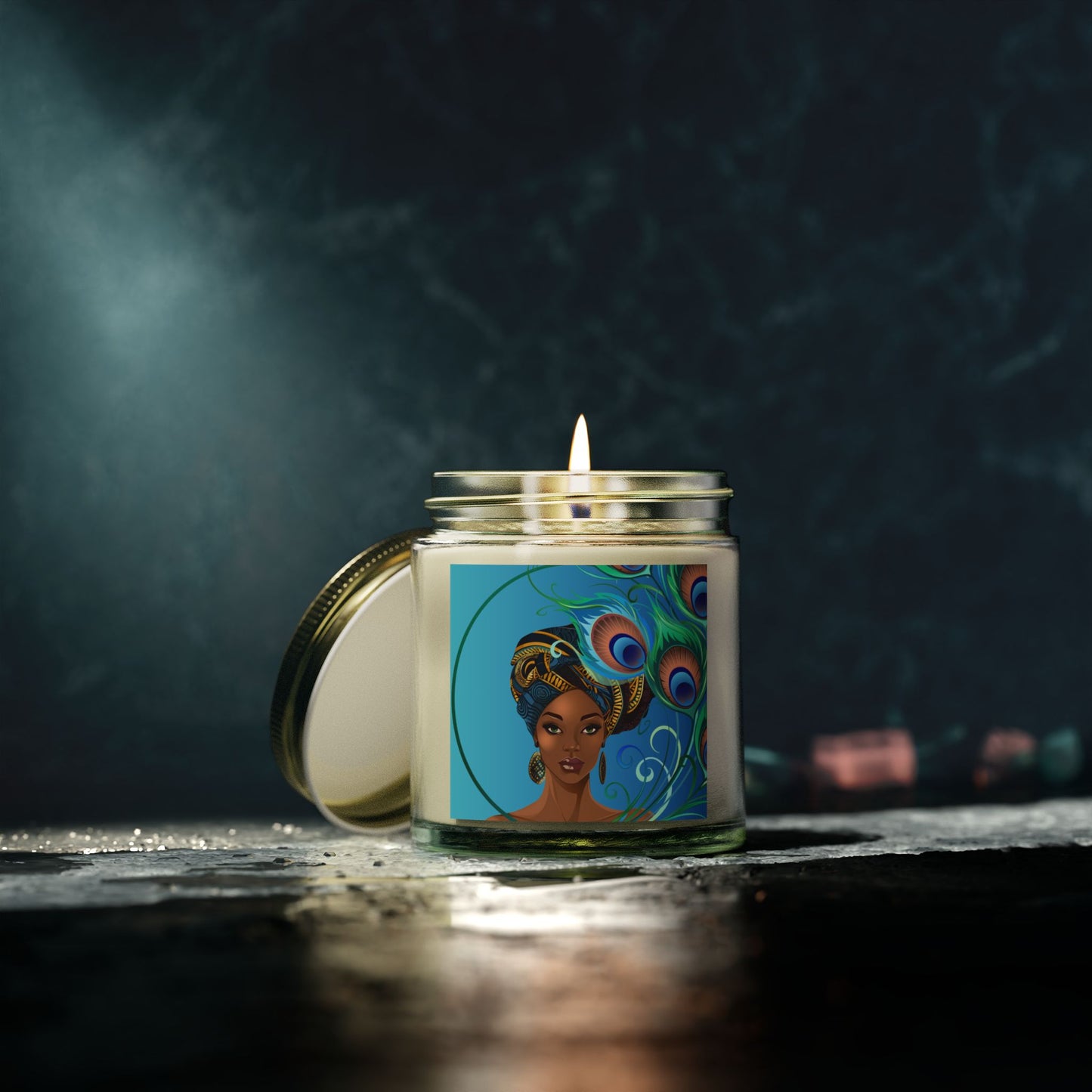 Peacock-Scented Candles, Coconut Apricot Wax (4oz, 9oz)