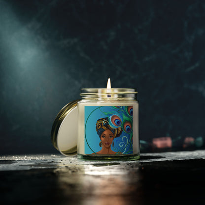 Peacock-Scented Candles, Coconut Apricot Wax (4oz, 9oz)