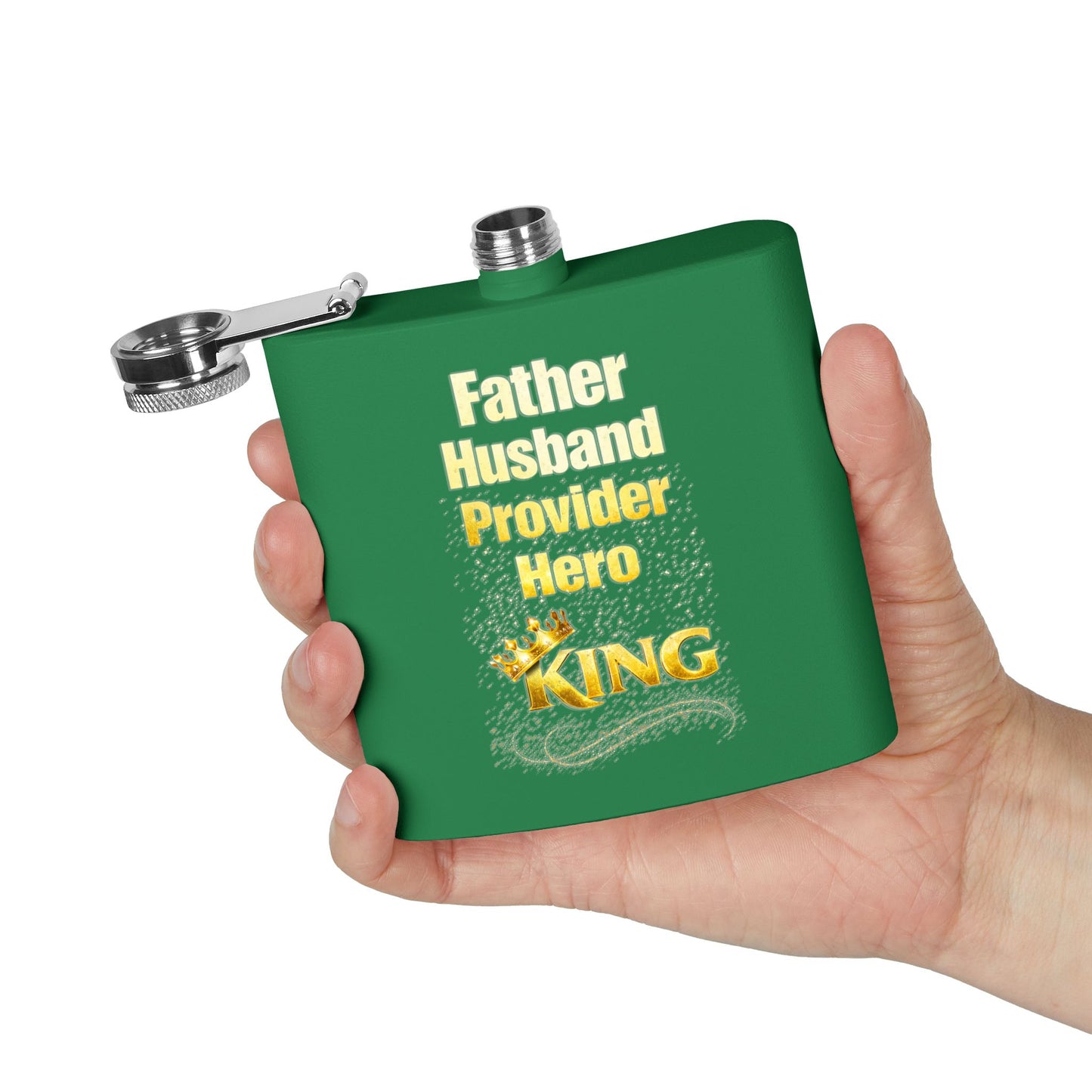 "Father Husband Provider Hero" 6oz Stainless Steel Flask- Gift for Dad