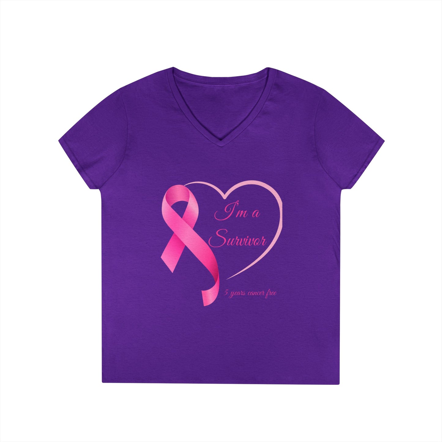 Breast Cancer Awareness V-Neck T-Shirt, Survivor Gift, Supportive Tee, Gift for Her, Awareness Month Apparel