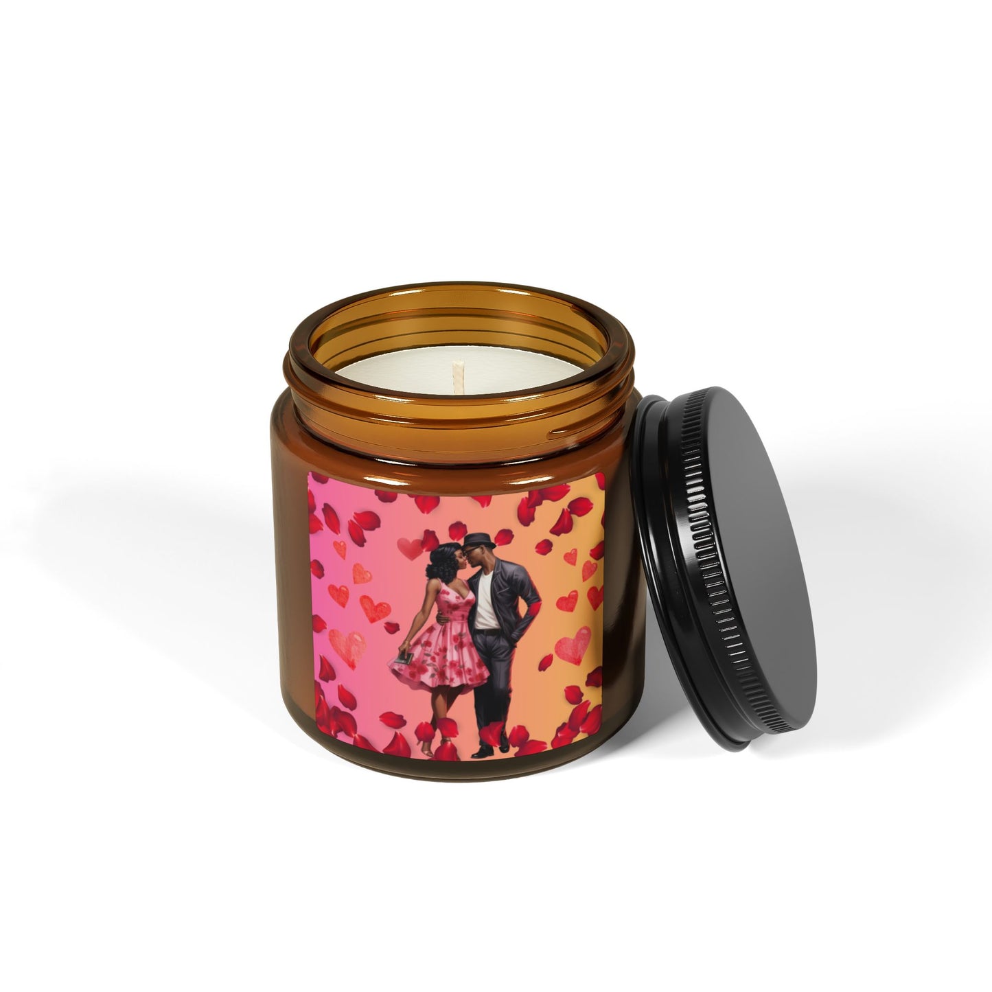 Hearts and Flowers- Scented Soy Candle (Multi-Size, Amber Jar)