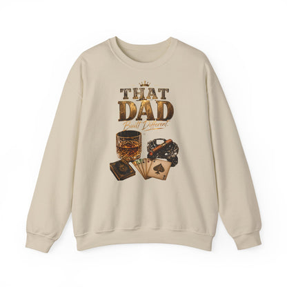 That Dad Built Different Sweatshirt – Whiskey, Cigar & Poker Crewneck