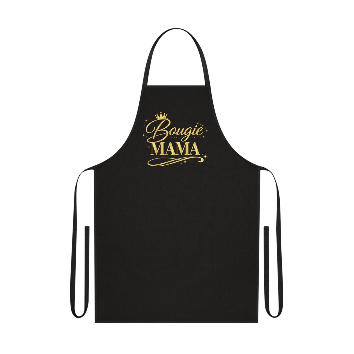 Bougie Mama Cotton Apron – Gold Script Kitchen Apron for Stylish Moms