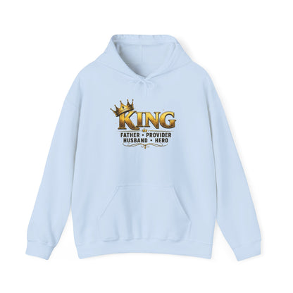 "King: Father • Provider • Husband • Hero" Graphic Pullover Hoodie