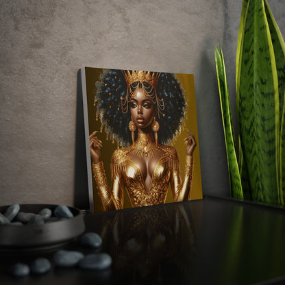 Golden Goddess- Canvas Photo Tile - Afrocentric Wall Art for Home Decor