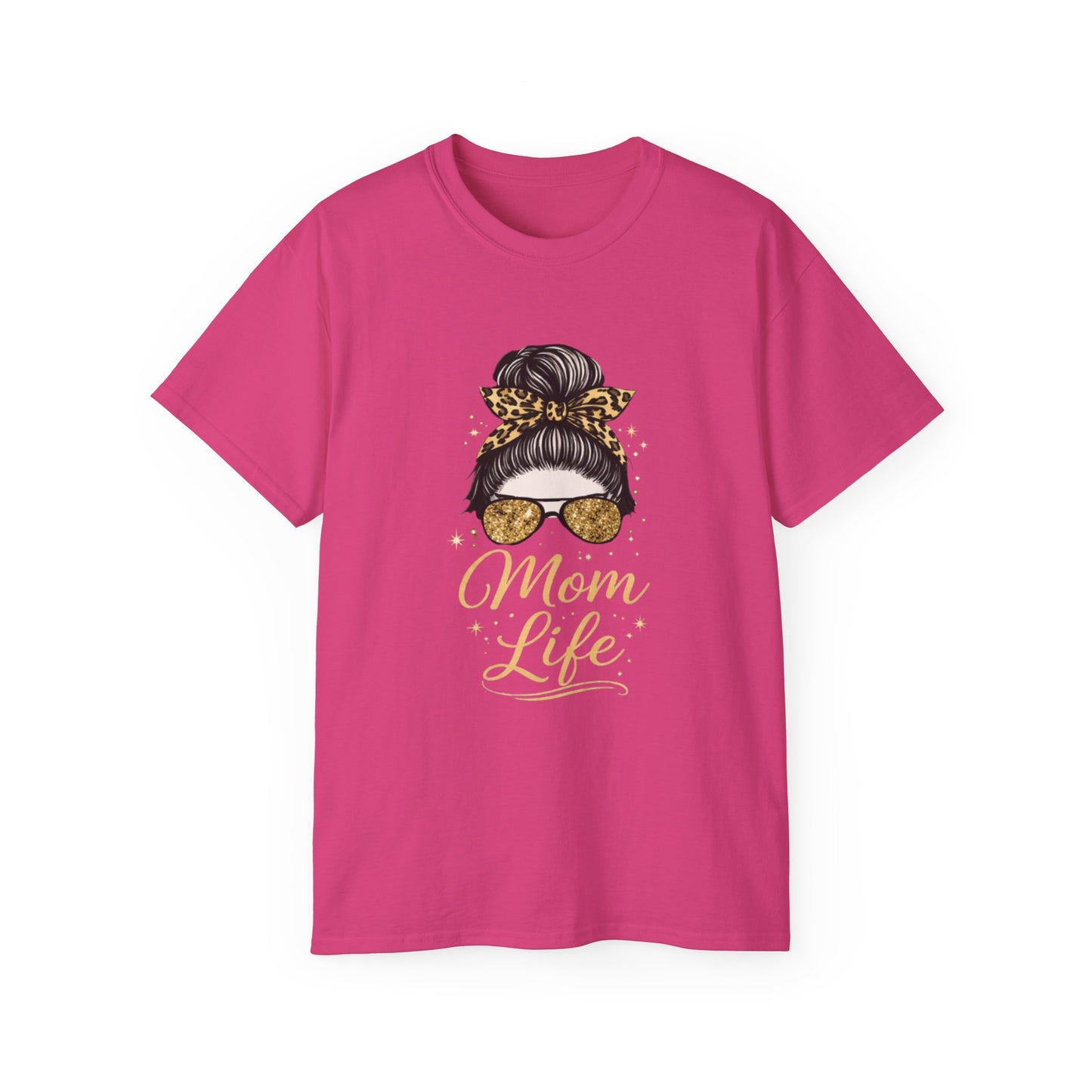 Mom Life Tee — Leopard Bun Graphic Cotton T‑Shirt