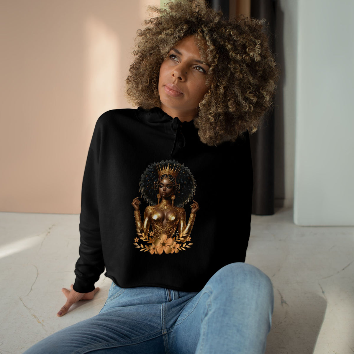 Golden Goddess Crop Hoodie