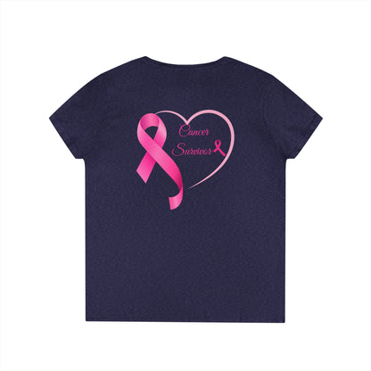 Breast Cancer Awareness V-Neck T-Shirt, Survivor Gift, Supportive Tee, Gift for Her, Awareness Month Apparel