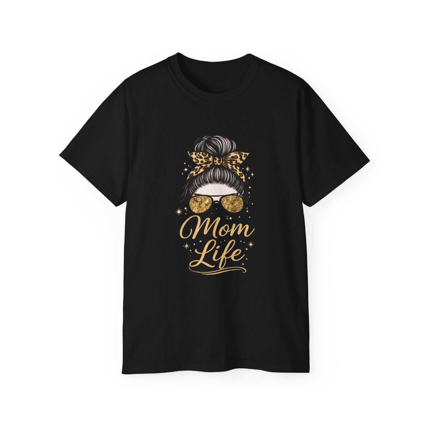 Mom Life Tee — Leopard Bun Graphic Cotton T‑Shirt