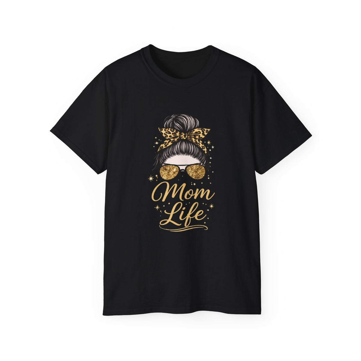 Mom Life Tee — Leopard Bun Graphic Cotton T‑Shirt