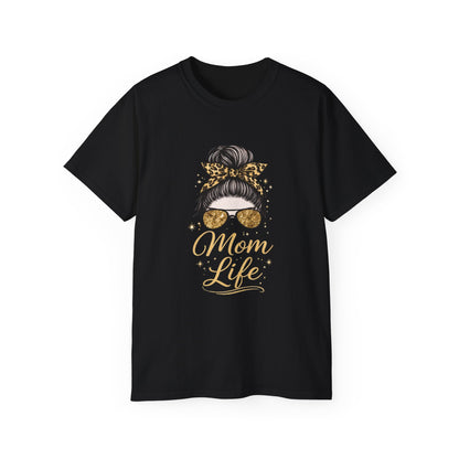 Mom Life Tee — Leopard Bun Graphic Cotton T‑Shirt