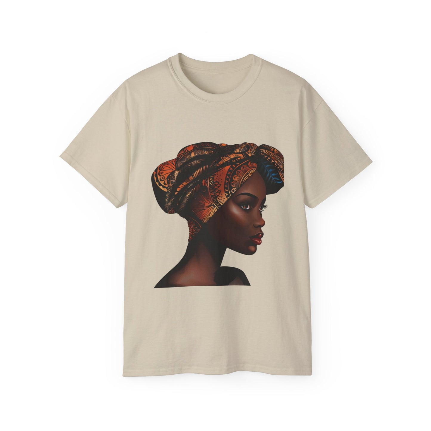 Queen Moon Unisex Ultra Cotton Tee - Afrocentric Design with Colorful Headwrap