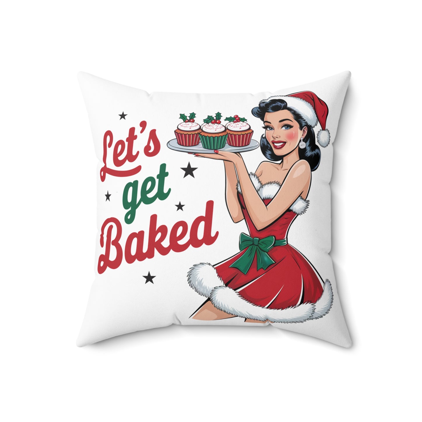 Let's Get Baked-Spun Polyester Square Pillow (White)