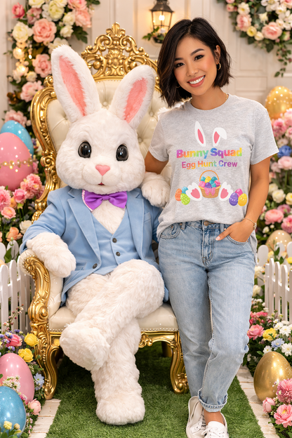Bunny Squad Tee 2 — Easter Bunny Ears & Colorful Egg Basket Shirt