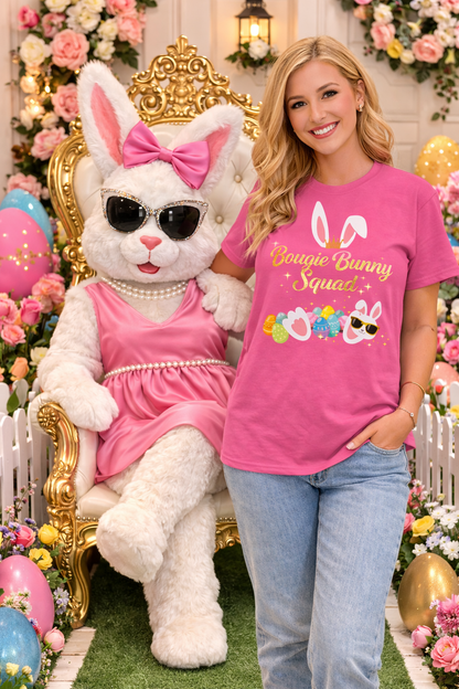 Bougie Bunny Squad T‑Shirt 3 — Cute Easter Bunny & Colorful Eggs Tee