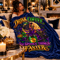 “Drink Coffee Do Spooky Things Faster” Velveteen Plush Blanket-Blue